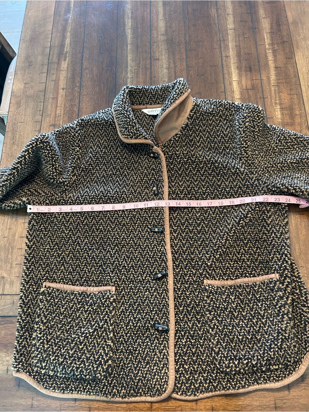 Orvis Tweed-Style Bouclé Jacket with Tan Trim XL - Picture 7 of 8